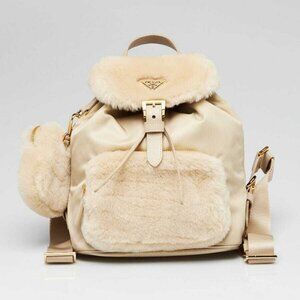 Prada Deserto Re-Nylon and Shearling Backpack Bag 1BZ074